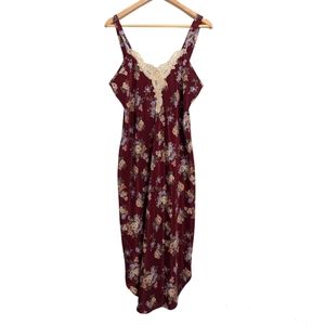Vintage California Dynasty Purple Floral Lace Long Nightgown Slip Dress L